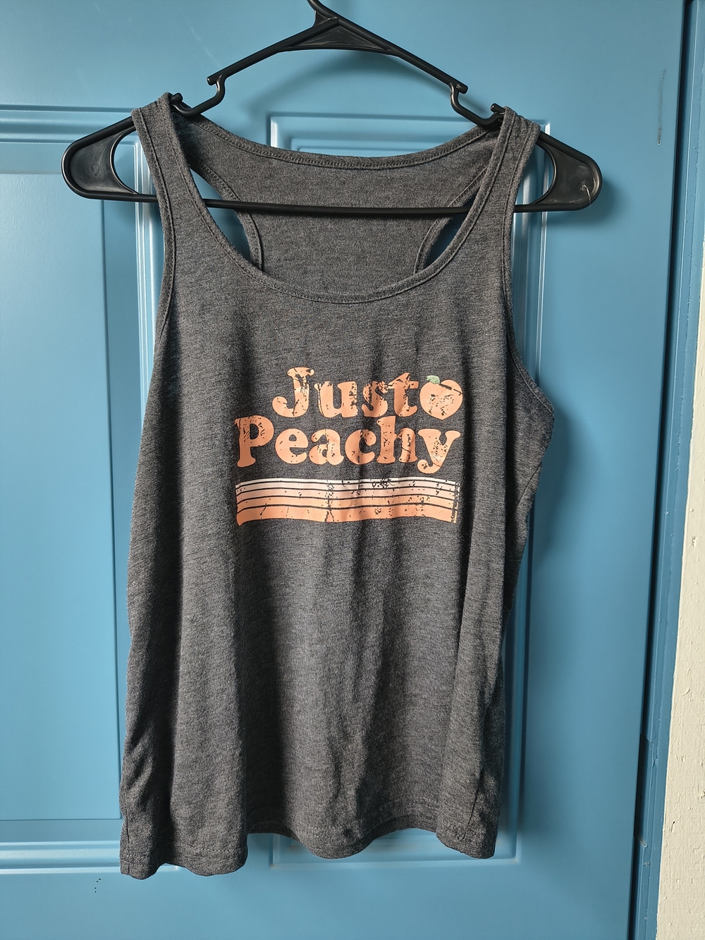 SHEIN Dark Gray Tank Top with Peach Graphic